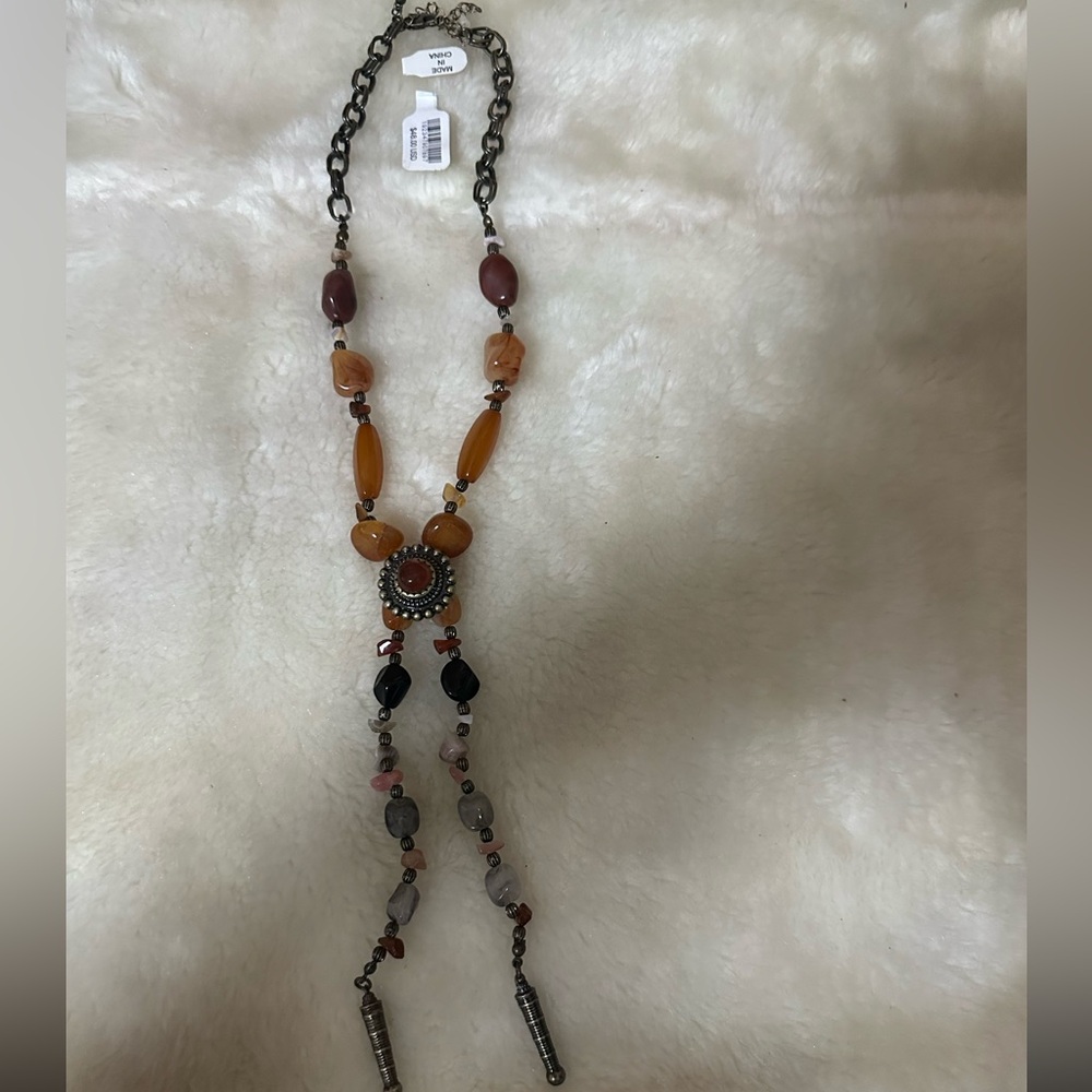 Free People Orange Red Bohemian Necklace